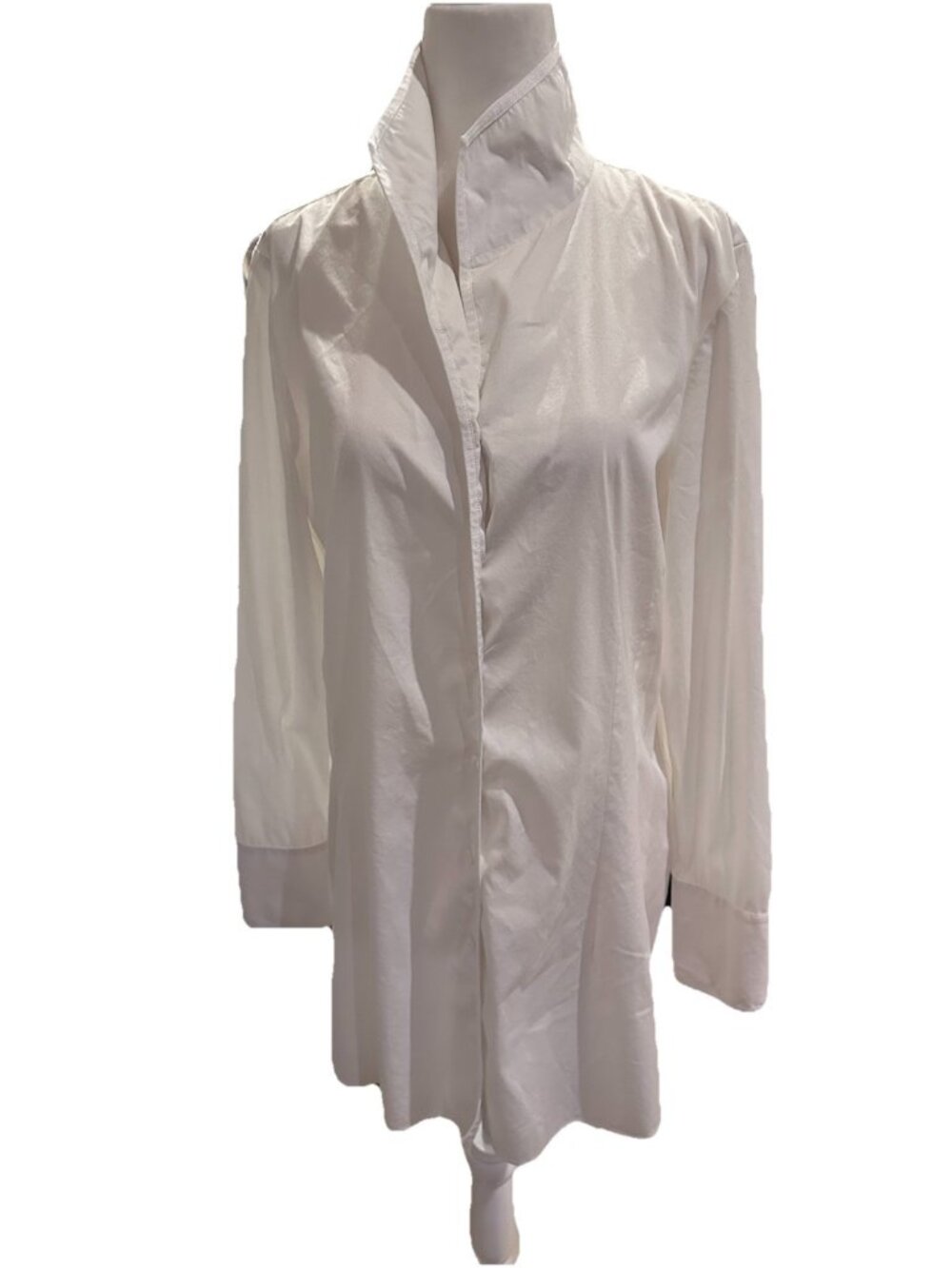 Lafayette 148 New York Button Up Shirt Womens L White Cotton Blend
